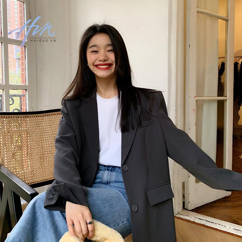 Áo Khoác Vest Dáng Rộng Xẻ Tà Sau Phong Cách Hàn Quốc Thời Trang Xuân Thu 2022 Mới Cho Nữ