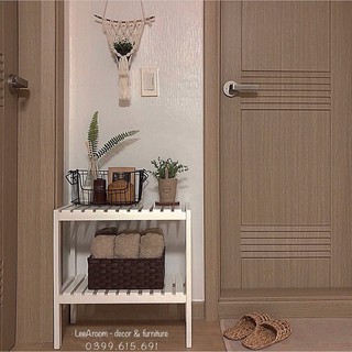 KỆ GIÀY DÉP MINI 2 TẦNG / KỆ GỖ TRANG TRÍ - MÀU TRẮNG - SIZE 2FS