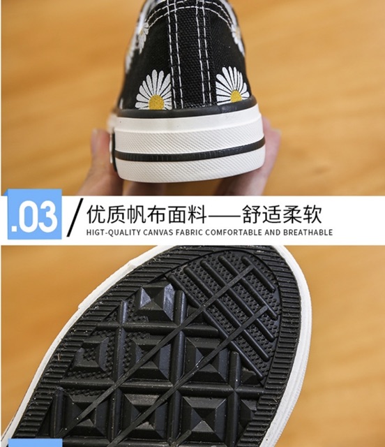 Giày hoa cúc cổ ngắn