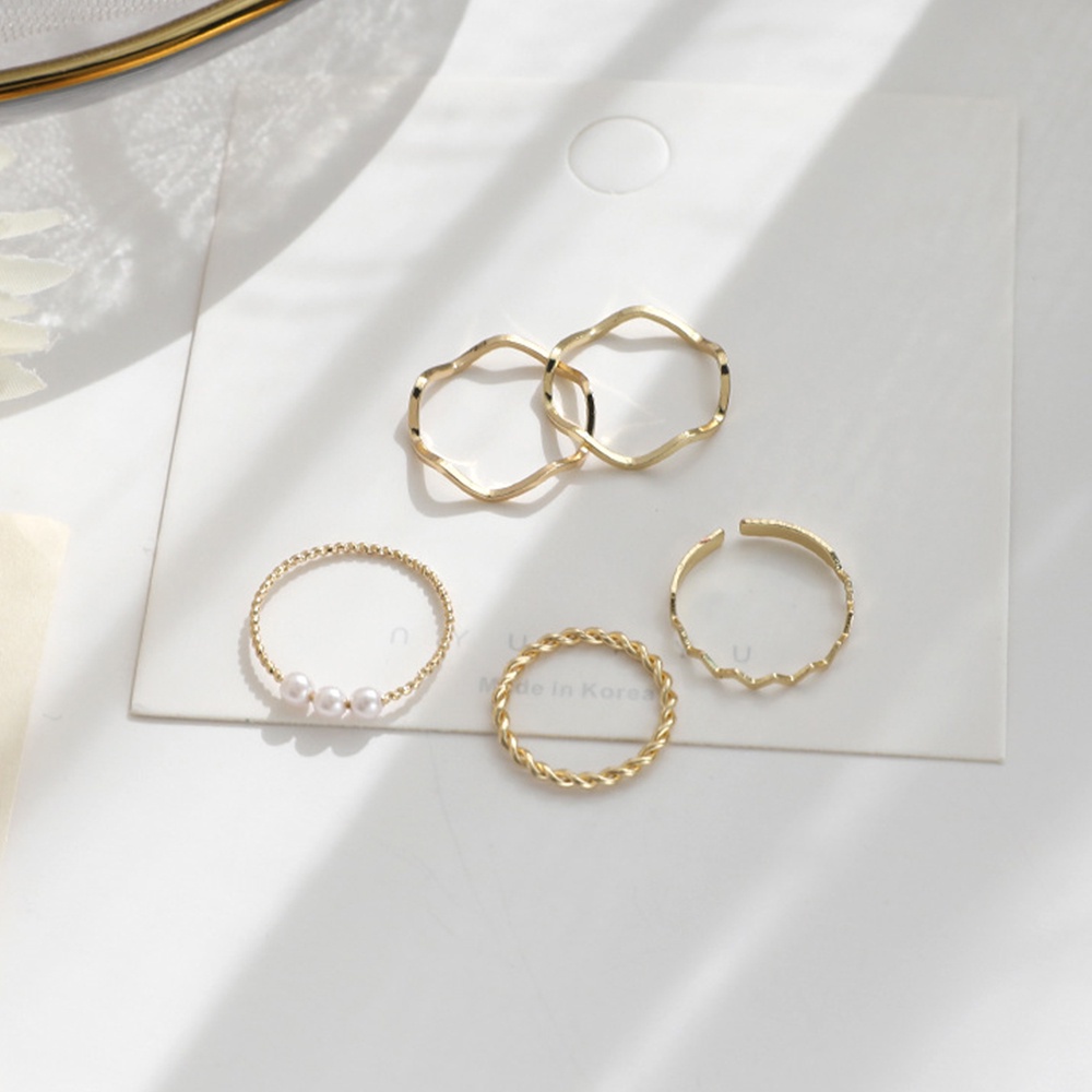 Set 5 Nhẫn Đeo Ngón Tay Thiết Kế Đơn Giản Nhiều Màu Sắc Thời Trang Cho Nữ