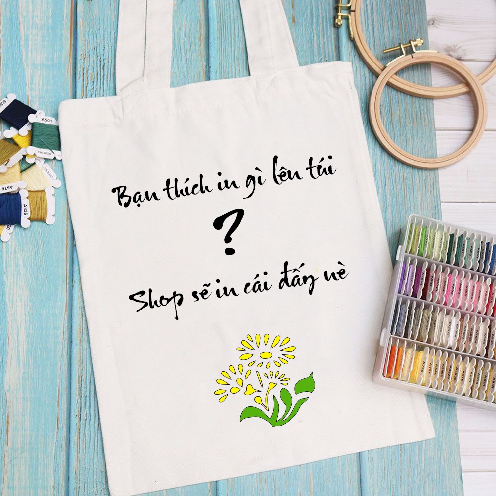 TÚI TOTE VẢI CANVAS IN TÊN + HOẠ TIẾT THEO YÊU CẦU, VẢI ĐẸP