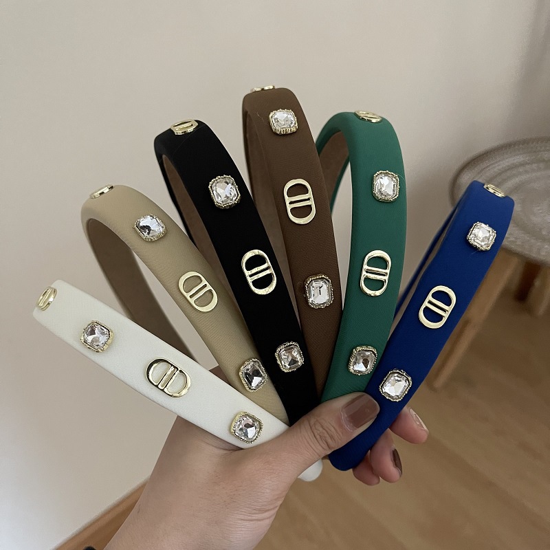 Dây Cột Tóc Bằng Vải Bọc Vải Viền Mịn Họa Tiết Chữ D Đính Kim Cương Phong Cách Hàn Quốc Mới Cho Nữ