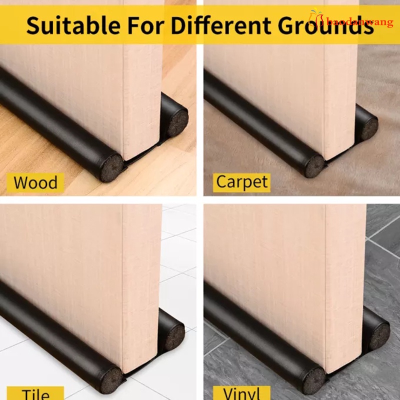 Thanh chặn dưới cửa ra vào/ cửa sổ bằng da màu đen kích thước 93cm giảm âm chống bụi chịu được thời tiết có thể thu gọn