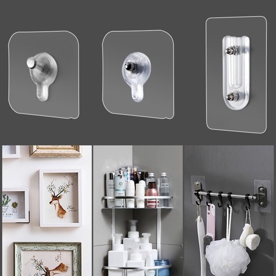 Móc Dính/Móc Dán Tường Chịu Lực Siêu Dính/Móc Treo Tường Inox/MÓC DÁN TƯỜNG Treo Đồ TRONG SUỐT---Móc Dính Cường Lực Thần Thánh Siêu Dính Đa Năng