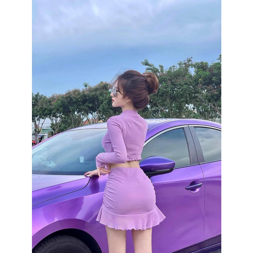 Set Áo CRT Tay Dài Bèo Kèm Chân Váy