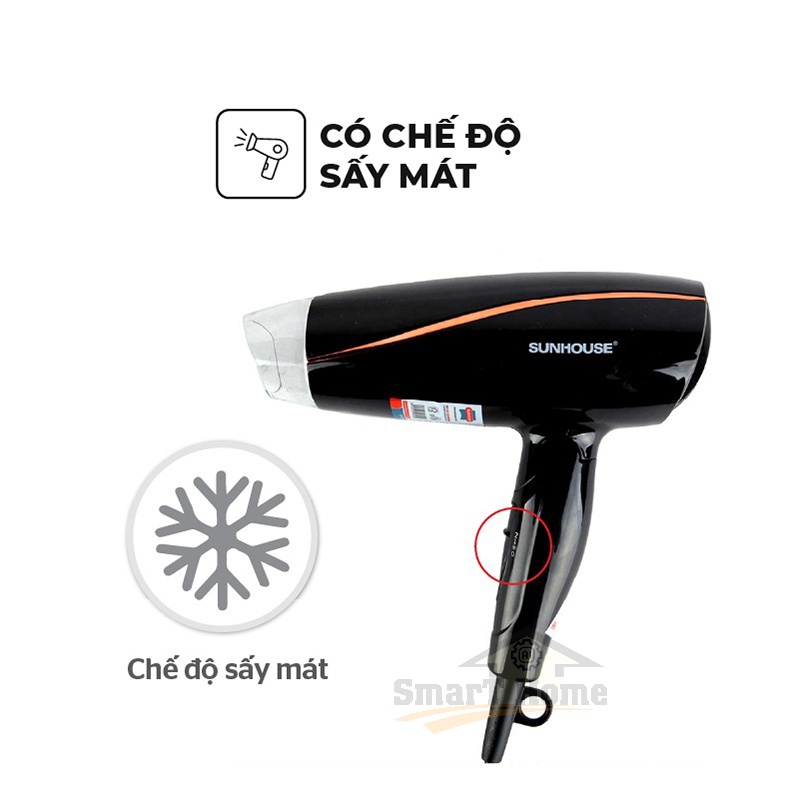 Máy Sấy Tóc Sunhouse SHD2306 , Máy Sấy Tóc Công Suất Lớn 1200W 3 Chế Độ Sấy Có Chế Độ Sấy Mát - Bảo Hành 12 Tháng