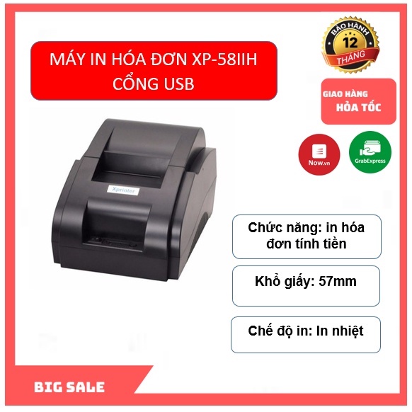 Máy in hóa đơn bán hàng Xprinter 58IIH cổng USB KẾT NỐI VỚI MÁY TÍNH - MẪU GIAO NGẪU NHIÊN