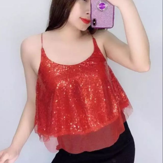 Áo dây kim sa phối lưới