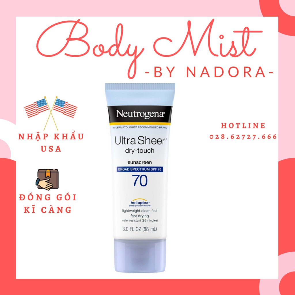 Kem Chống Nắng Neutrogena Ultra Sheer SPF 70 (88ml)