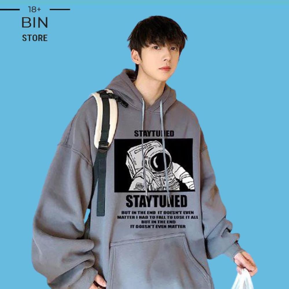 FREESHIP XTRA Áo hoodie nỉ bông siêu dày họa tiết form rộng unisex in hình phi hành gia 2 màu nam nữ mặc đều đẹp