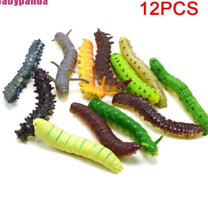 Set 12 Con Sâu Giả Bằng Nhựa Cho Bé Tập Bò Tập Chơi Hoặc Làm Mồi Câu Cá
