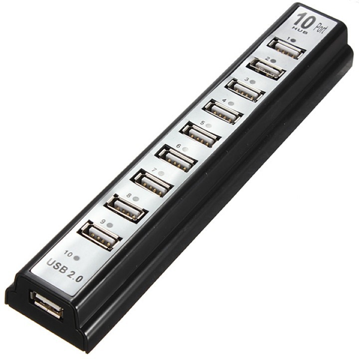 BỘ CẮM 10 CỔNG USB SỬ DỤNG NGUỒN ĐIỆN 220V - HUB USB 10 CỔNG CHUẨN 2.0 HỖ TRỢ NGUỒN NGOÀI