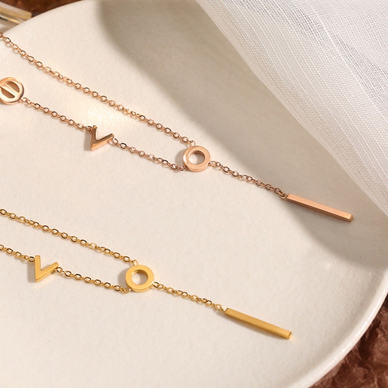 Lắc chân Nữ 100% TITAN - KHÔNG GỈ - KHÔNG PHAI MÀU &quot;LOVE&quot; Vàng 18k Phụ kiện trang sức Hàn Quốc
