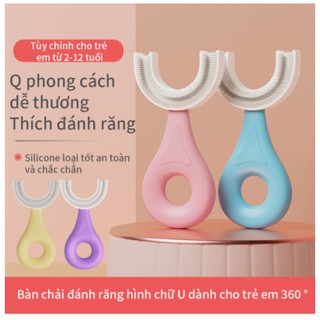 Bàn chải chữ U cho bé, bàn chải đánh răng cho bé chất liệu Silicon chịu được lực cắn, chải sạch mọi góc độ