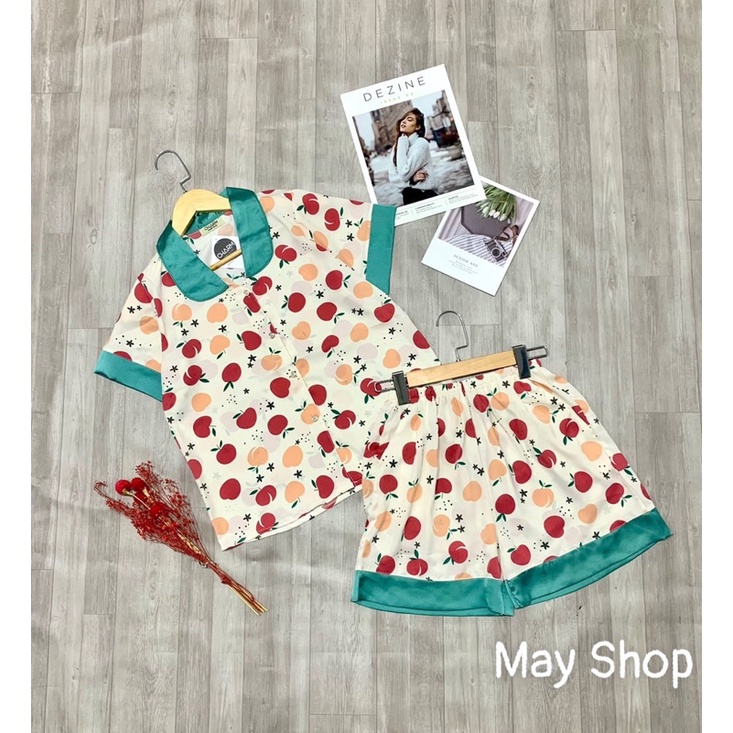 May Shop - Bộ Lụa Cao Cấp Quần Đùi Hoạ Tiết Trẻ Trung