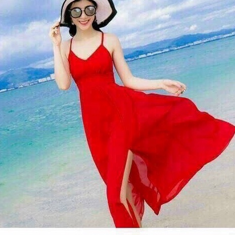 Váy Đầm Đi Biển Nữ -đầm Maxi Dự Tiệc Hai Dây Thiết Kế Hở Lưng Xinh Xắn Sang Chảnh Thời Trang Xm Minh Phúc Phúc