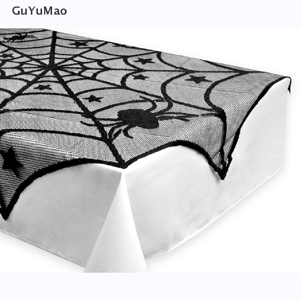 Khăn Trải Bàn Trang Trí Halloween Hình Xương Nhện Đầu Lâu Phối Ren