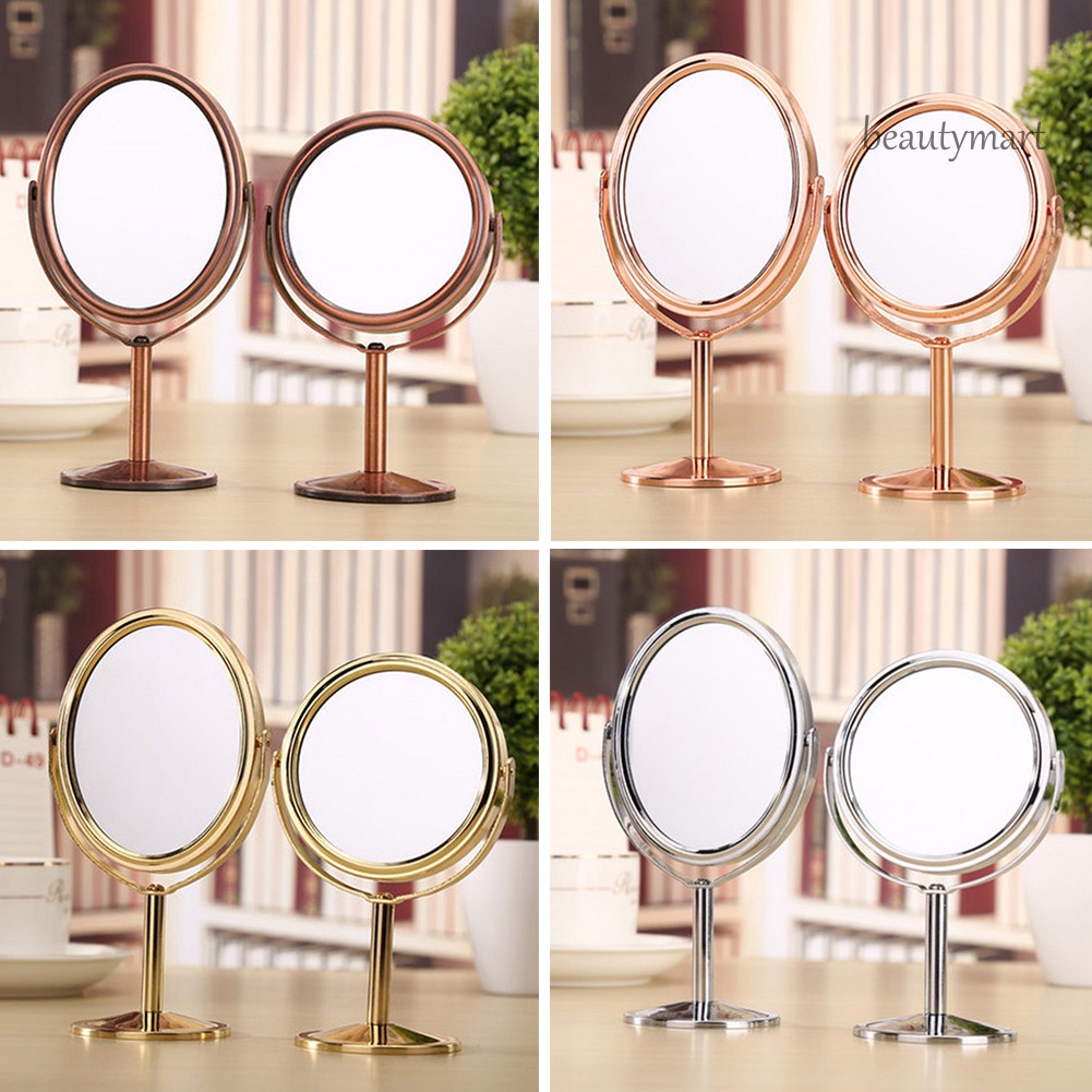 [Hàng mới về] Gương trang điểm 2 mặt phóng đại 1:2 hình oval có chân đỡ tiện lợi