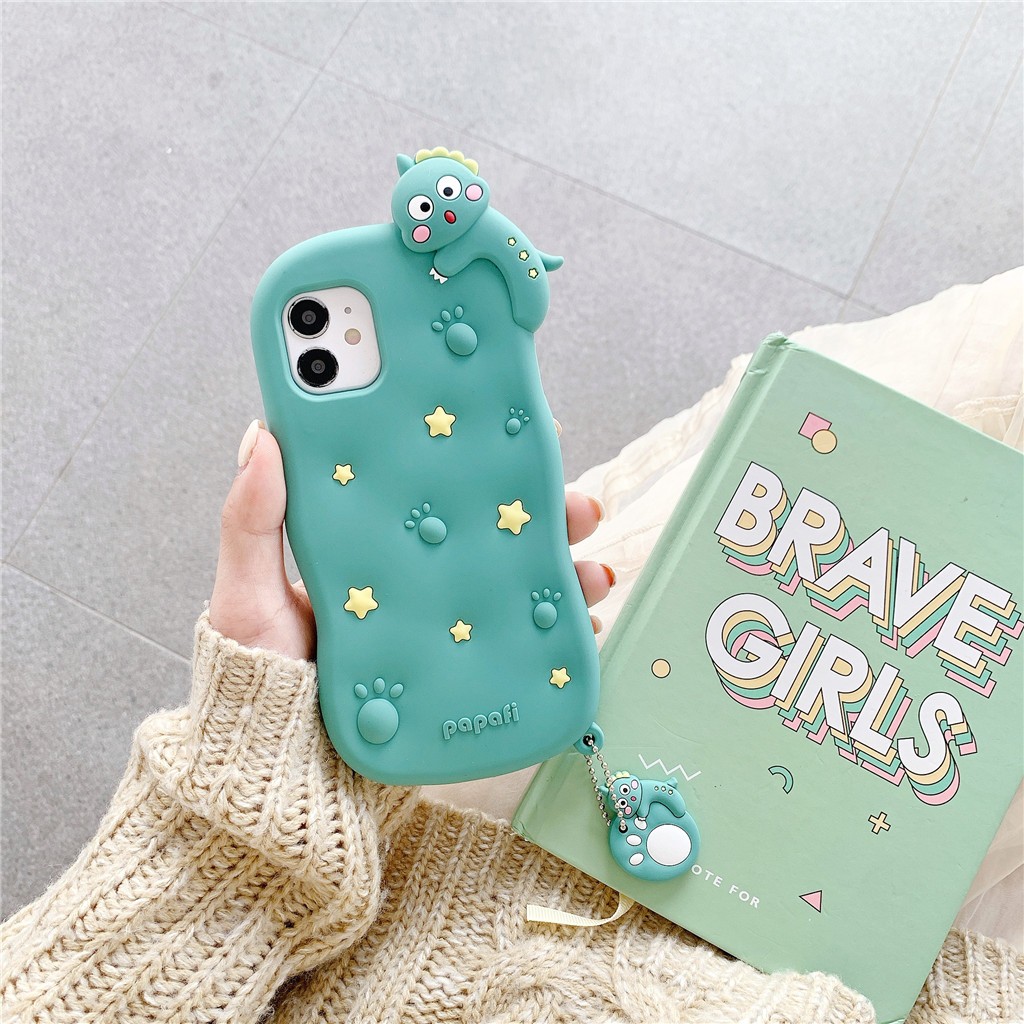 Hoạt Hình Ốp Điện Thoại Silicon Hình Khủng Long Có Dây Đeo Cho Iphone 11 / 12 Pro | BigBuy360 - bigbuy360.vn