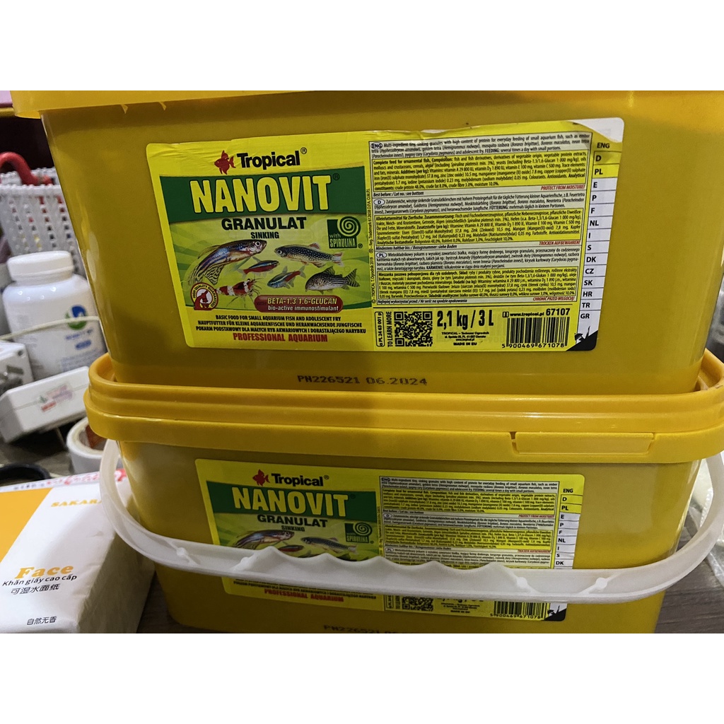 Tropical Nanovit Granulat -Thức ăn cao cấp cho cá cảnh thủy sinh Neon, Diếc Anh Đào, Sóc đầu đỏ... kích màu, sim mạnh