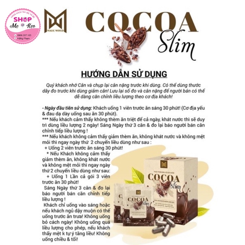GIẢM CÂN COCOA SLIM [KHÔNG GIẢM HOÀN TIỀN ][100% NGUYÊN LIỆU THIÊN NHIÊN]-CHÍNH HÃNG - AN TOÀN HIỆU QUẢ NHẤT HIỆN NAY