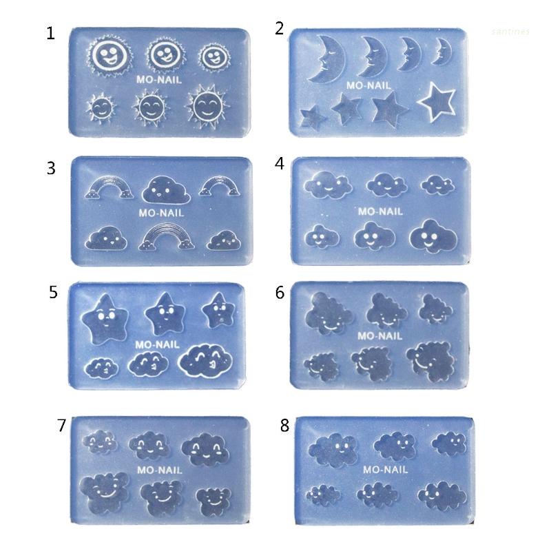 [Hàng mới về] Khuôn silicone đổ resin epoxy tạo hình trăng sao mây mặt trời làm trang trí móng tay trang sức DIY