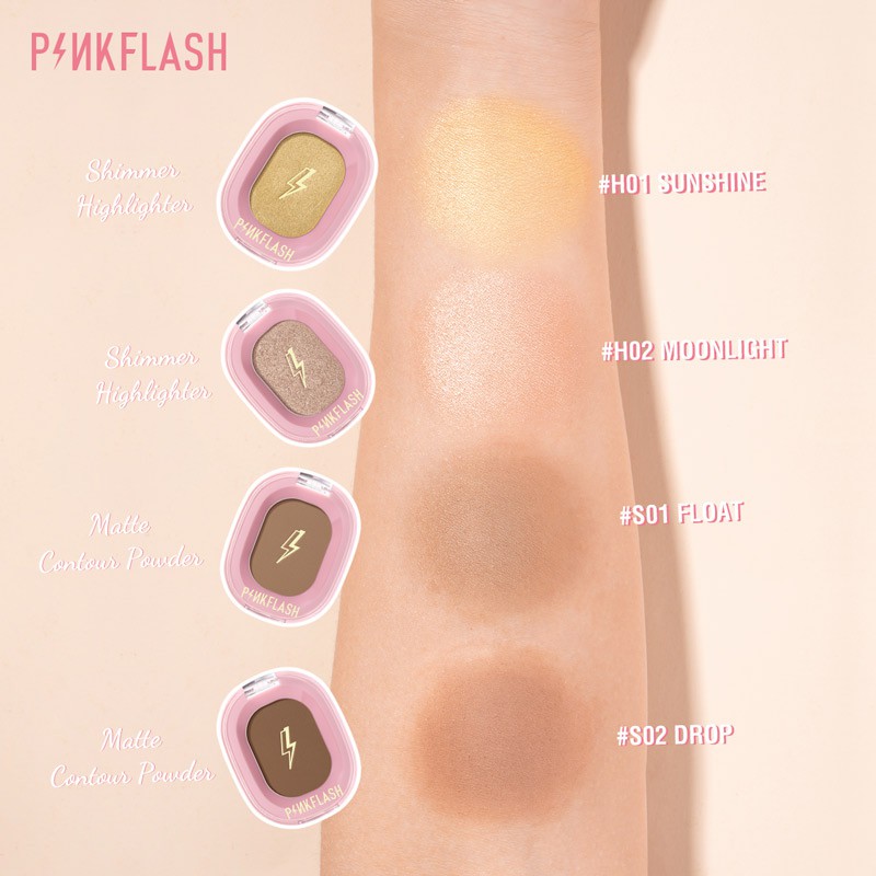 Phấn tạo khối PINKFLASH tông nhũ lung linh trang điểm 3D tự nhiên