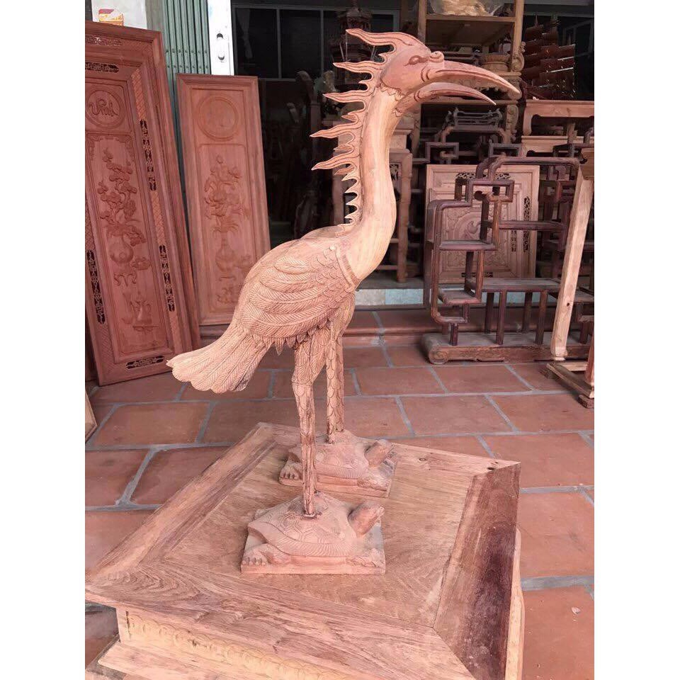 Mỹ Nghệ Bắc Ninh  HẠC THỜ GỖ HƯƠNG CAO 50cm