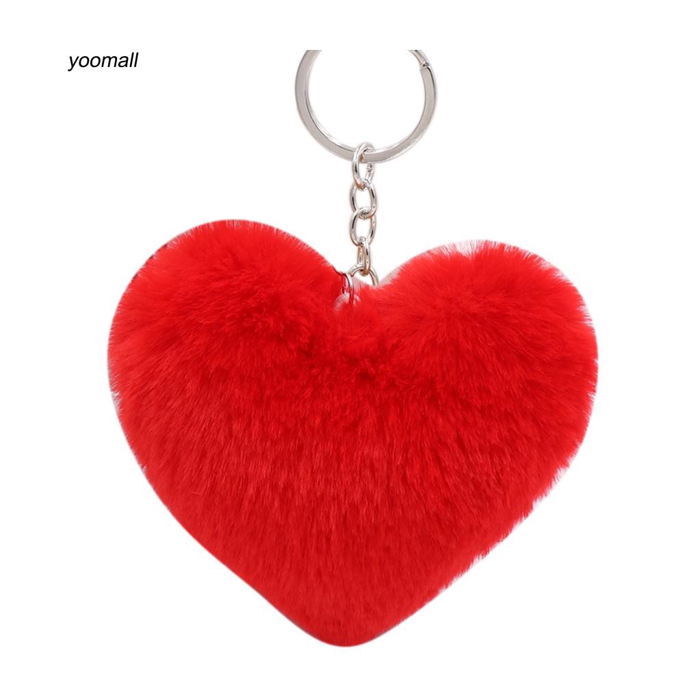 Móc khóa hình trái tim bằng bông dễ thương