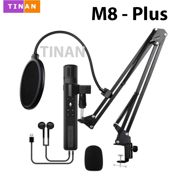 [Mã ELHACE giảm 4% đơn 300K] Micro tụ điện chất lượng cao TINAN M8, USB Hoặc Jack 3.5 Cho PC, Laptop, Máy Tính