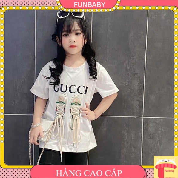 Áo phông bé gái 3-8 tuổi hình đôi dày 3D, Áo hè cho bé hàng Quảng Châu cao cấp vải cotton co giãn thấm hút mồ hôi