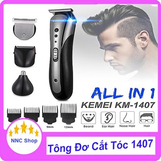 TÔNG ĐƠ CẮT TÓC KIÊM CẠO RÂU, TỈA LÔNG MŨI 3 IN1,MÁY CẠO RÂU SẠC ĐIỆN ĐA NĂNG CHÍNH HÃNG KEMEI 1407