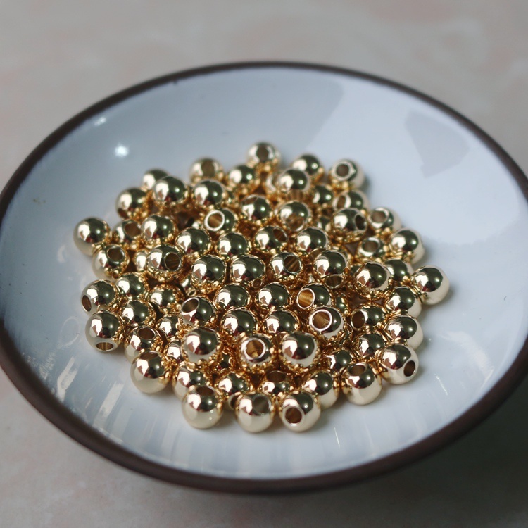 Set 100 Hạt Xâu Làm Trang Sức Màu Vàng Đồng 14K 2/3/4/5/6MM