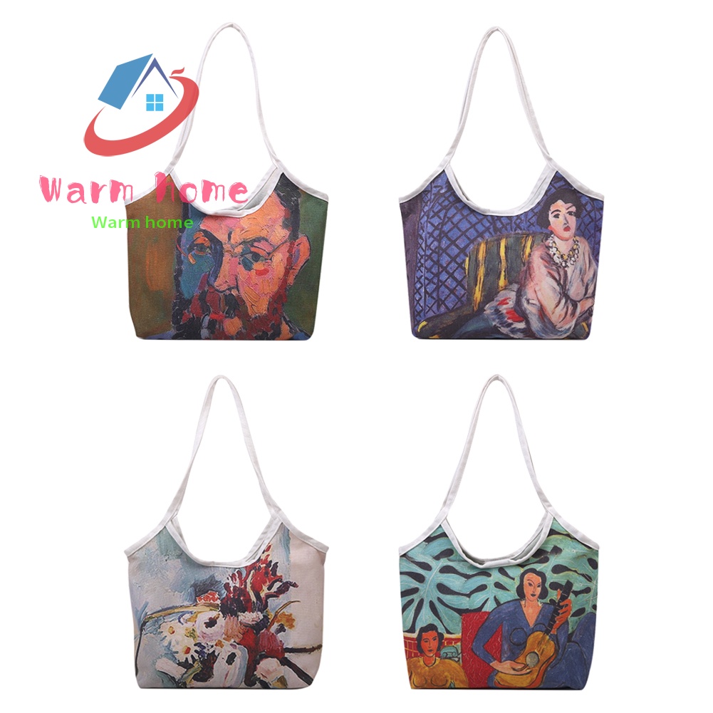 Túi xách tote cỡ lớn in họa tiết tranh sơn dầu thời trang cho nữ