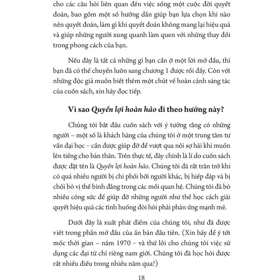 Sách: Quyền Lợi Hoàn Hảo - Quyết Đoán, Bình Đẳng Trong Các Mối Quan Hệ Và Cuộc Sống [Minh Long]