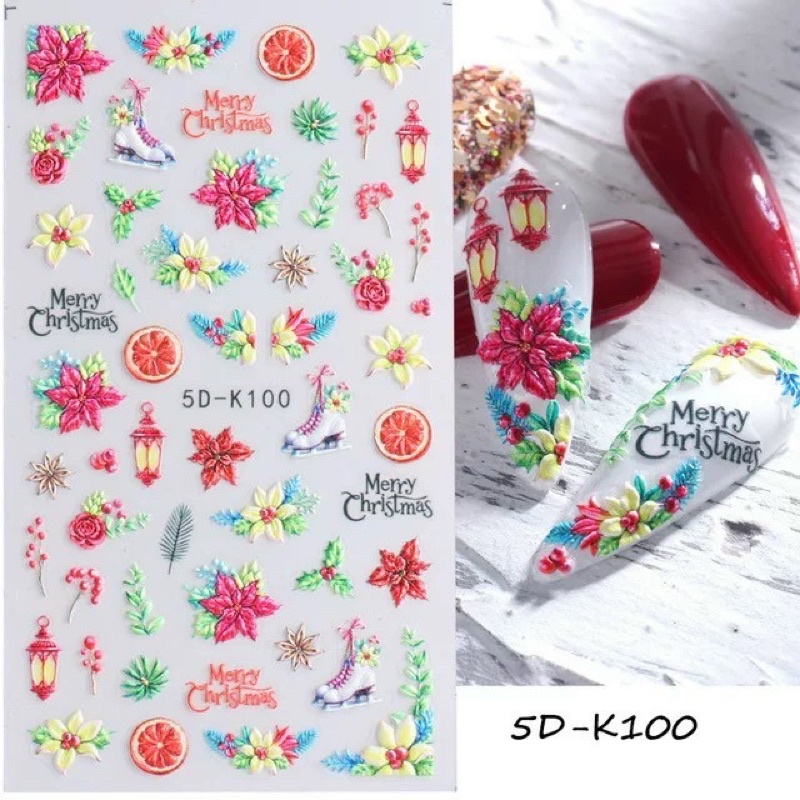 Hình dán nổi 5D trang trí móng tay, sticker 5D nail