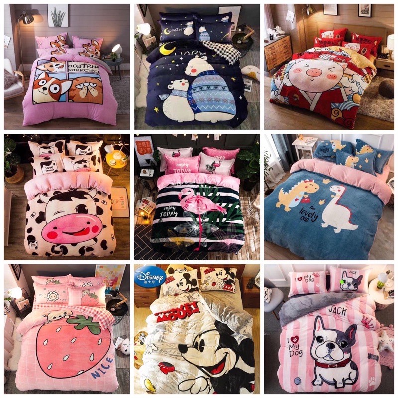 Bộ chăn ga nỉ nhung cao cấp - nhiều mẫu đa dạng -Luis Bedding chăn ga gối đệm hàn quốc