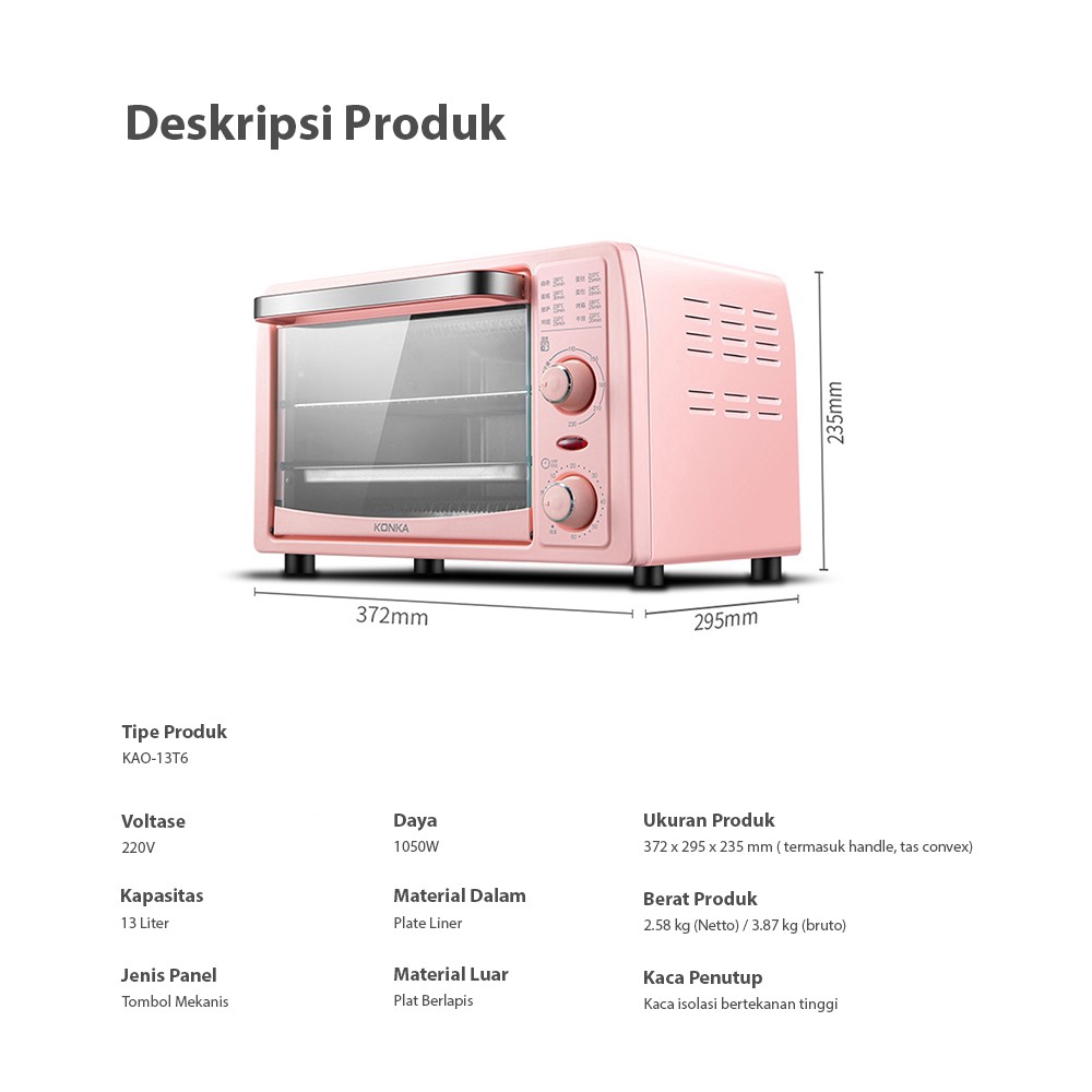 Lò vi sóng KONKA mini đa năng dung tích 13l