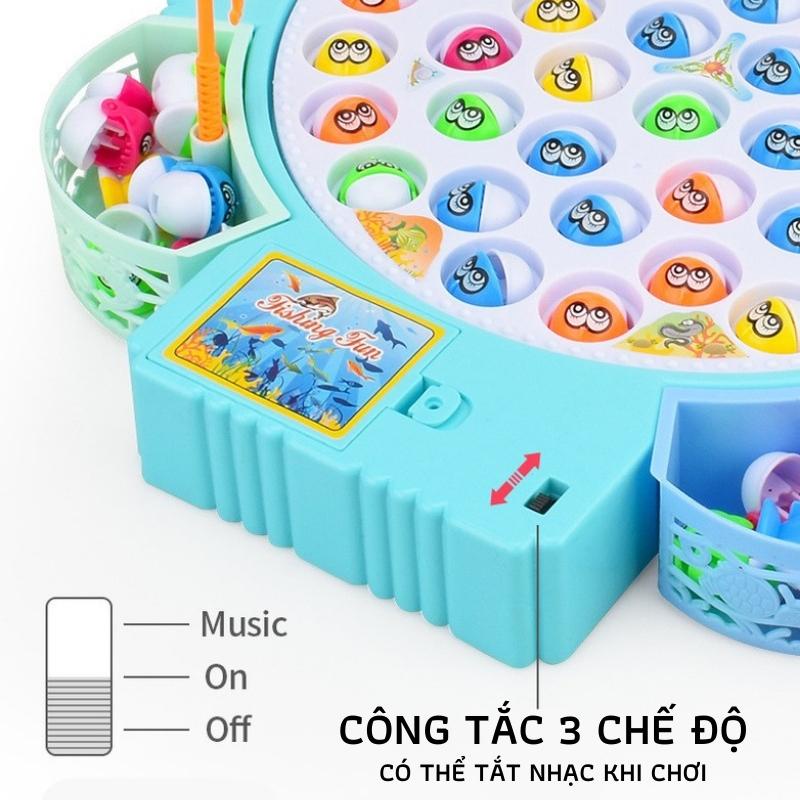 Bộ đồ chơi câu cá cho bé 45 con cần câu móc, nhiều màu, có nhạc, tặng kèm pin, đồ chơi thông minh GenKids