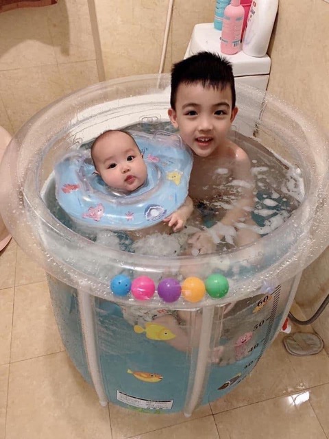 Bể bơi phao Dolphin cho bé tại nhà, giúp bé tập bơi, thư giãn, chất liệu cao su đặc bền, dễ gấp gọn