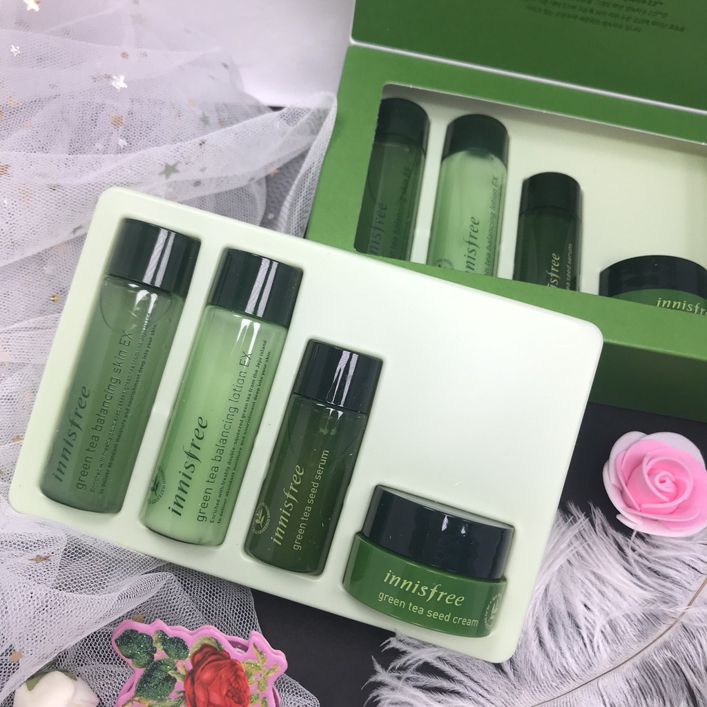 Bộ Kit Dưỡng Da Mụn Cấp Ẩm Innisfree Green Tea Special Kit EX