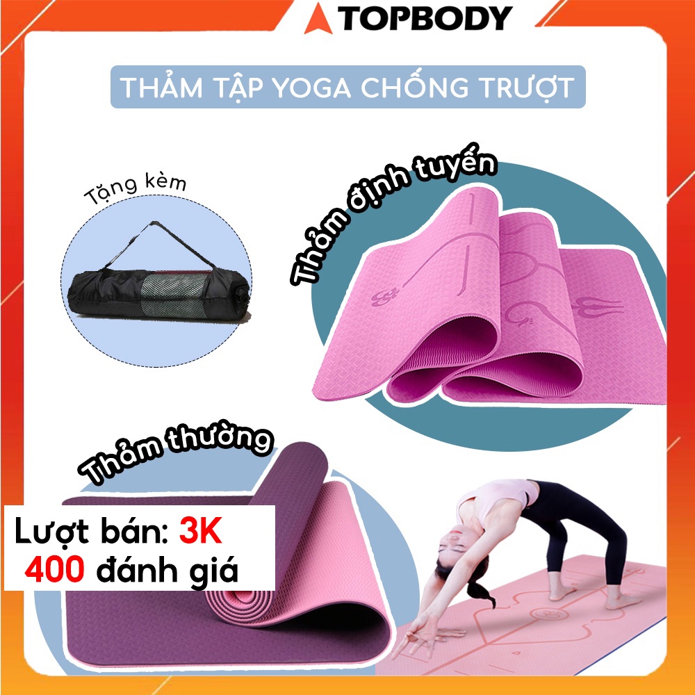Thảm tập YOGA, GYM 2 lớp cao cấp, thảm tập yoga chống trượt + tặng kèm túi đựng thảm gấp gọn, du lịch tiện lợi