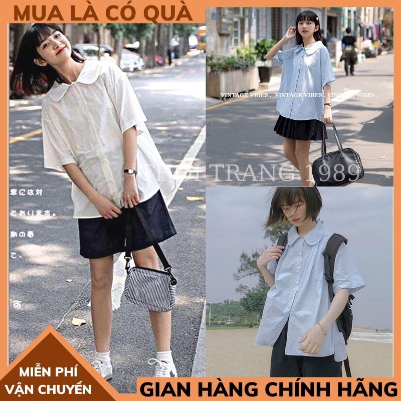 Áo sơ mi nữ cổ sen Phong cách hàn quốc Áo kiểu nữ tay lỡ cổ sen - Hàng thiết kế, chất vải đẹp ,ulzzang THỜI TRANG 1989