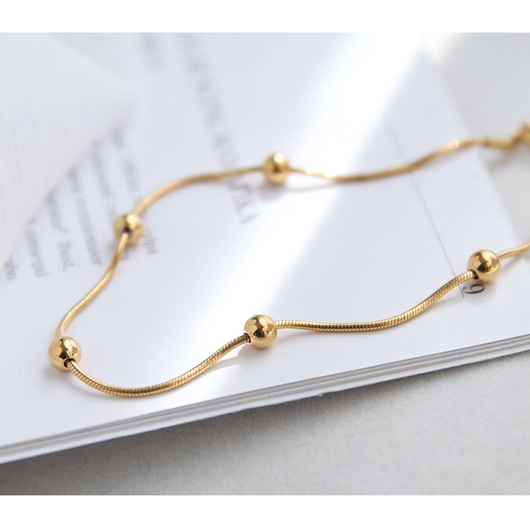 [FreeShip] Lắc tay vòng tay nữ titan năm viên bi S1-109-2 - CAM KẾT KHÔNG BAY MÀU