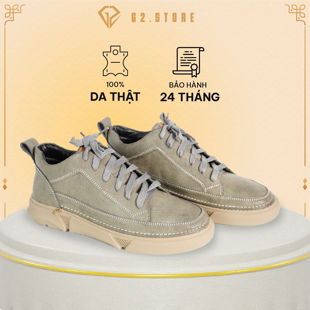 Giày nam thể thao G2 kiểu combat boots bằng da bò nepan cao cấp đế cao su thoáng khí