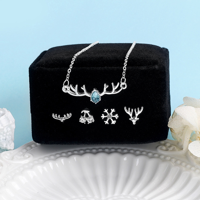 Set dây chuyền và khuyên tai Hishop phong cách giáng sinh thời trang cho nữ