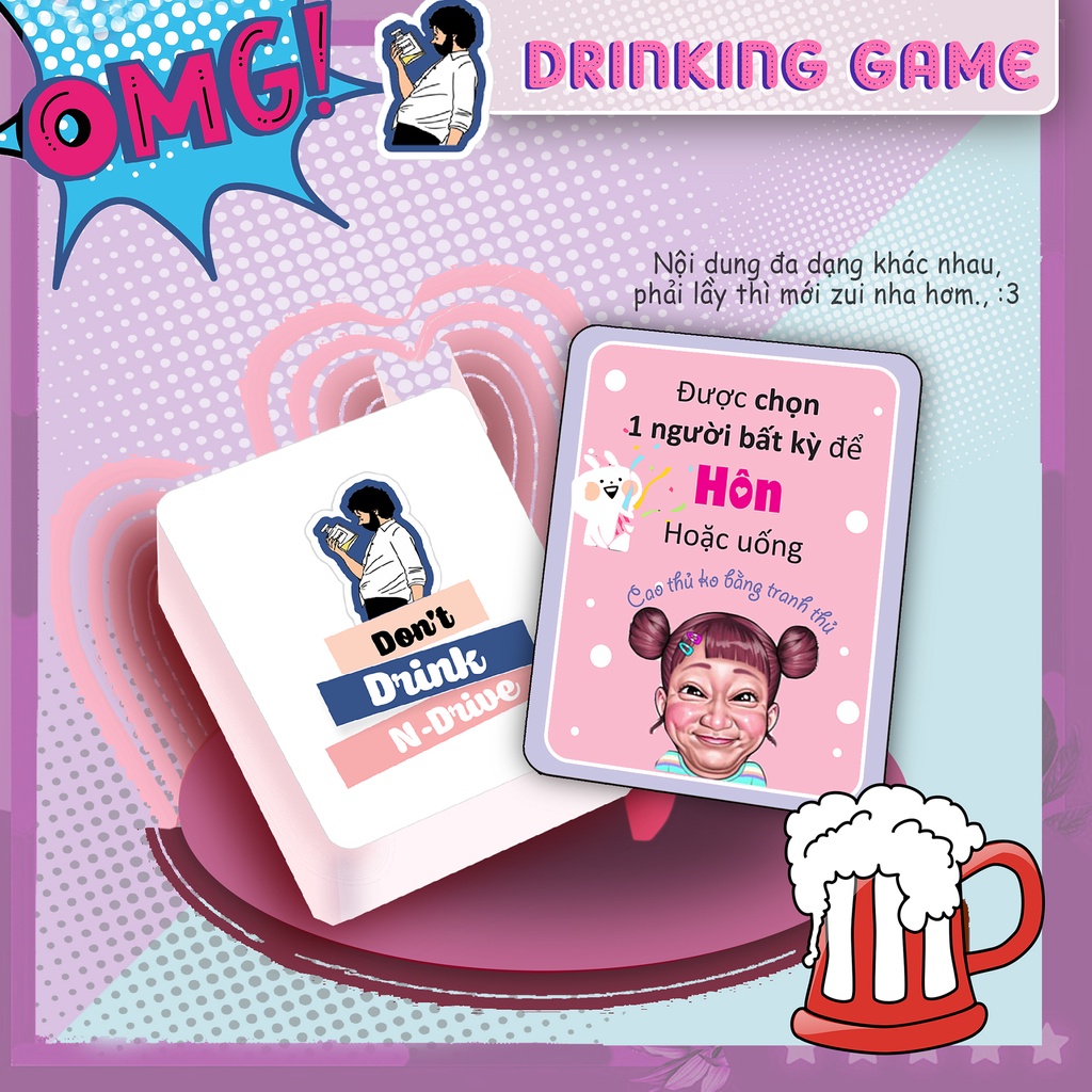 Bộ bài 78 lá Drinking Game , bộ bài đi nhậu,  Nốc out thử thách khuấy động các buổi tụ tập, bạn bè