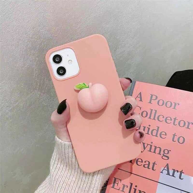 vỏ điện thoại Samsung galaxy S6 S7 edge S8 S9 S10 Plus Cute 3D Pink Peach Relieve Pressure TPU Phone Case