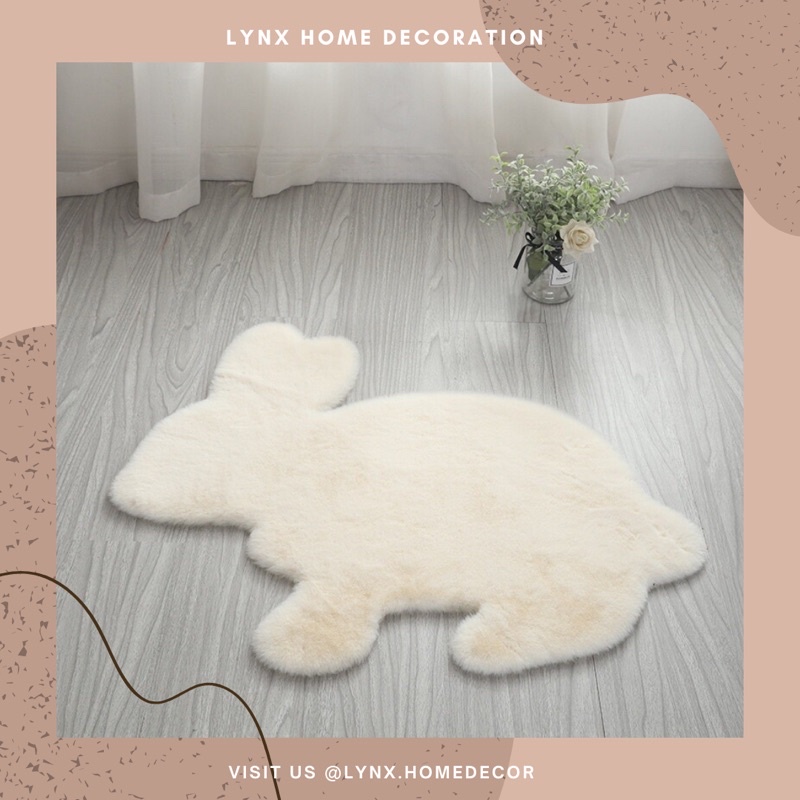 Thảm trải sàn lông thỏ hình thỏ dễ thương Lynx Home decor nhà phong cách Hàn Quốc