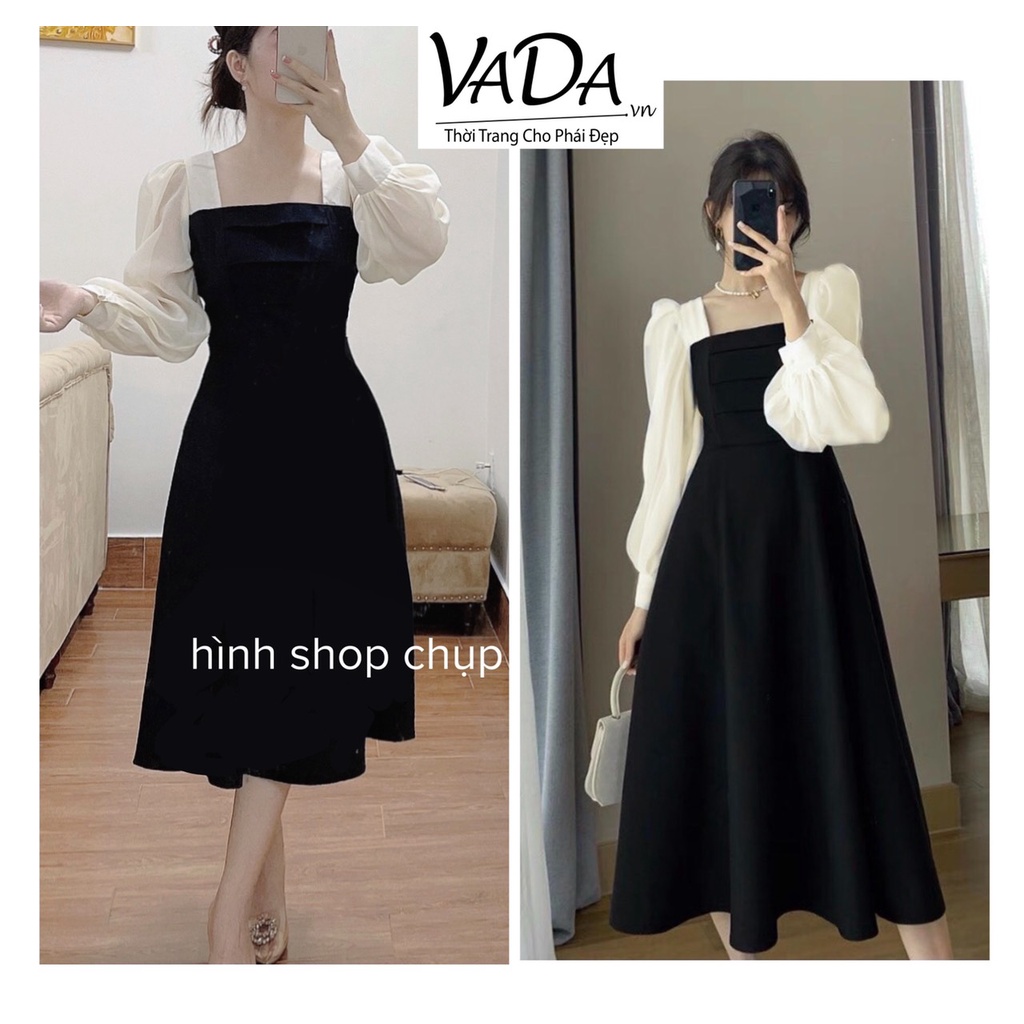 Đầm dự tiệc cưới dáng xòe cổ vuông nhẹ nhàng xinh xắn - Thời Trang VADA
